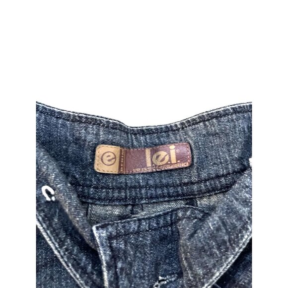 Vintage Y2K L.E.I. Women's Juniors Denim Buckled Pleated Mini Skirt Size 1 - Picture 5 of 7